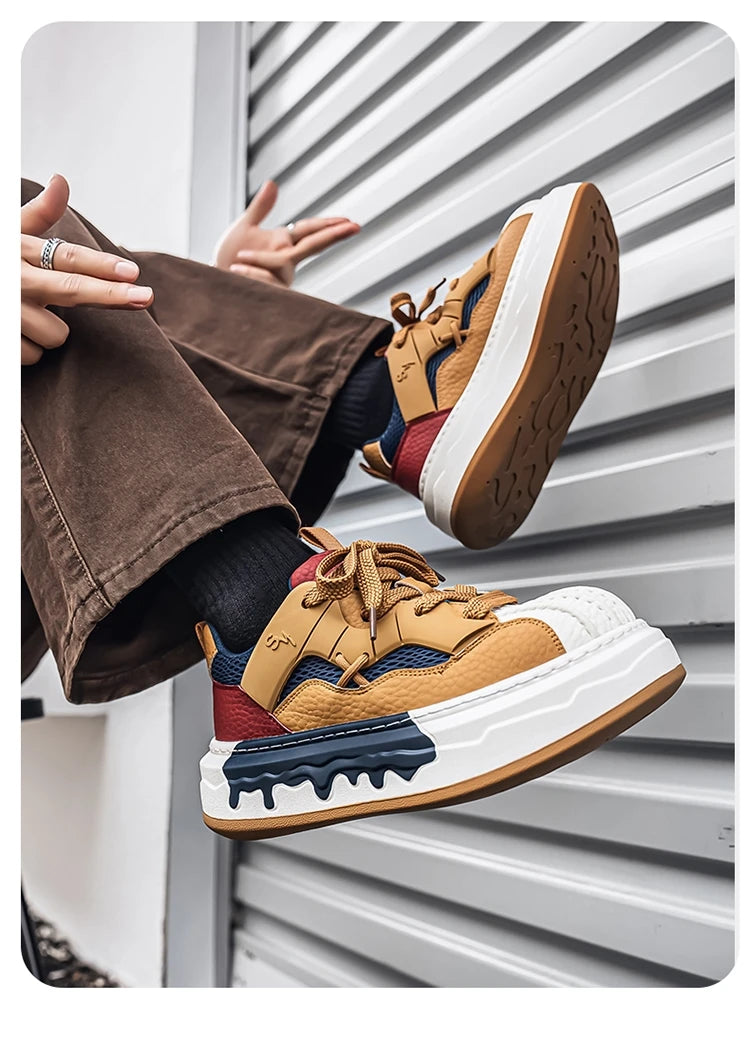 Men Sneakers Spring Lace Up Man Running Shoes Non Slip Platform Shoe High Quality Training Tennis Shoes Wear Resistant Men Shoes