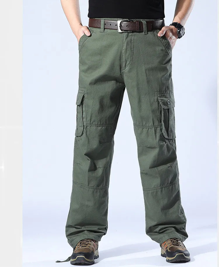 Tactical Cargo Pants Men Military Work Overalls Loose Straight Long Trousers Multi-Pocket Baggy Casual Cotton Army Slacks Pants