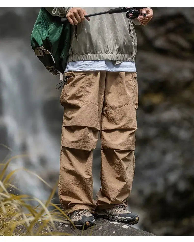 Men's Pants Cargo Punch Pants for Men Summer American Paratrooper Thin Drawstring Casual Outdoor Hiking Pant Loose Casual Trip
