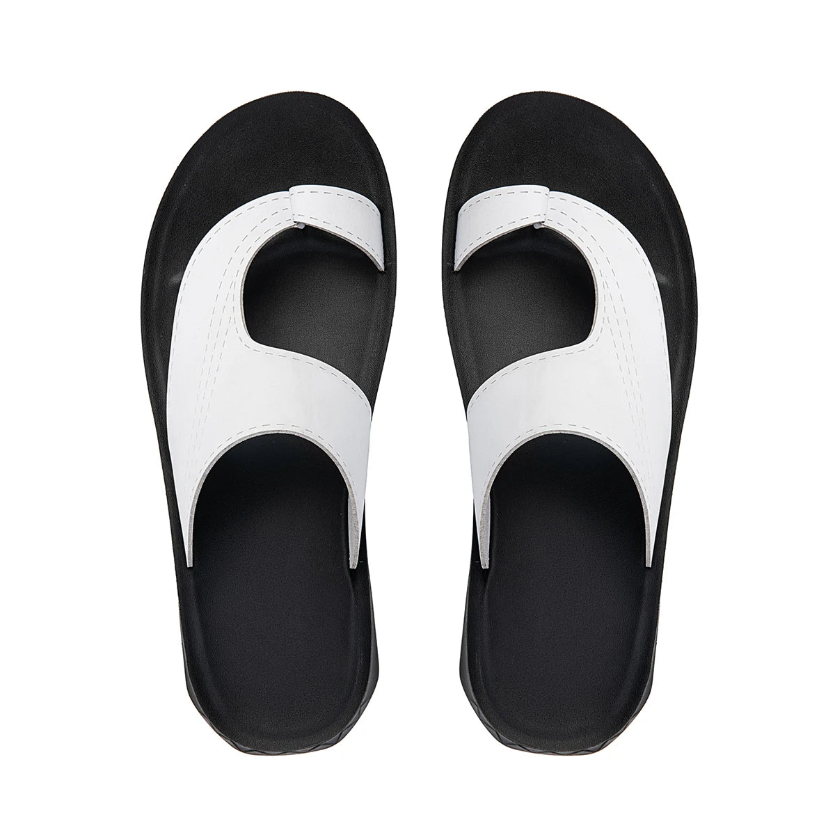 Summer Sandals High Quality Leather Men Bare Toe Slippers Men Shoes Slip on Casual Shoes Outdoor Mens Slides Comfy Beach Sandals