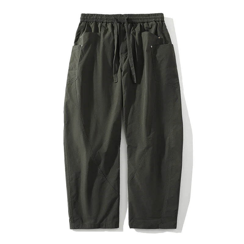 Men's Spring Summer Fashion Cargo Pants with Elastic Solid Color Multi-Pocket Long Pants Suitable for Outdoor Sports and Leisure
