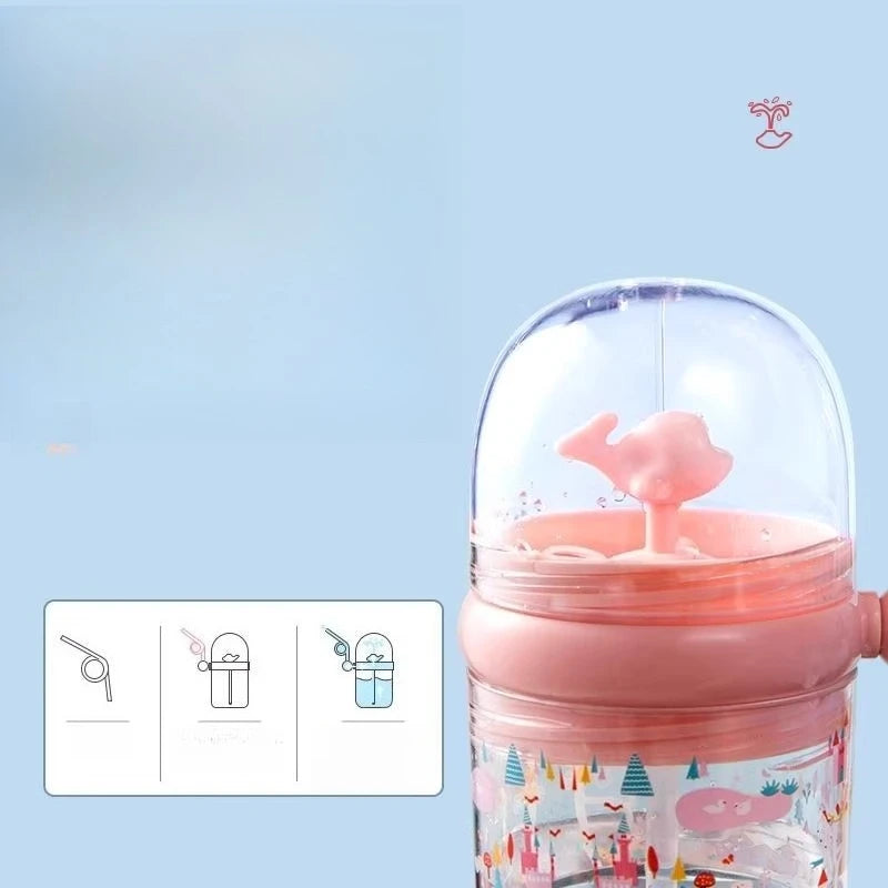 Water Bottles Children Whale Squirting Cup Dolphin Goldfish Prevent Falling Bottle Drinkware Kitchen Dining Bar Home