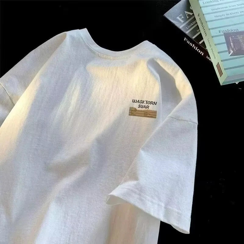 Men Oversized Tee Casual Loose American style simple letter notes Print T-shirt Youth T-shirtsAmerican funny expressions