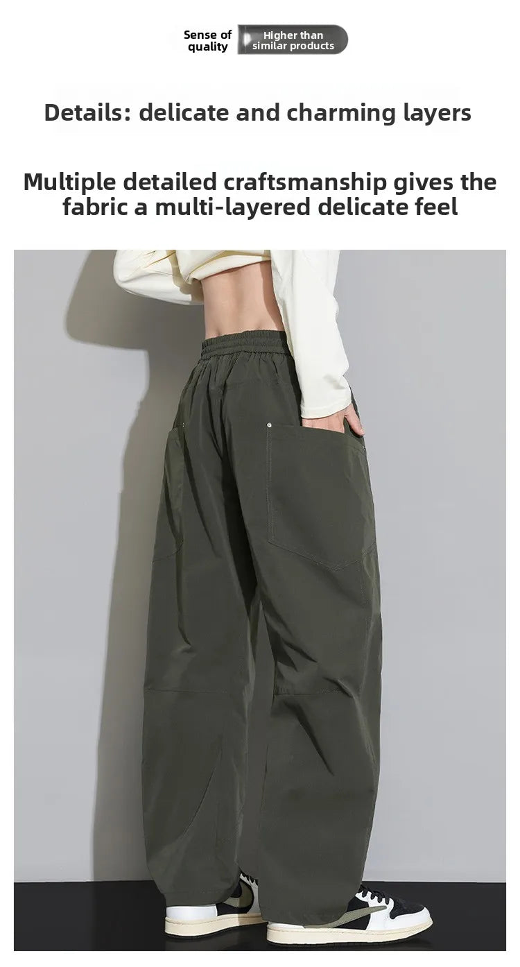 Men's Spring Summer Fashion Cargo Pants with Elastic Solid Color Multi-Pocket Long Pants Suitable for Outdoor Sports and Leisure