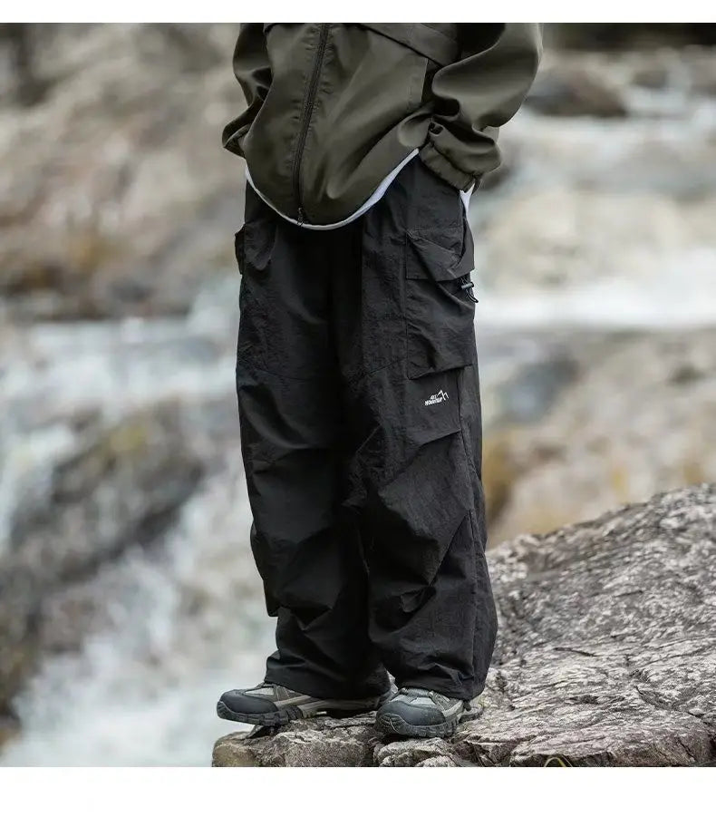 Men's Pants Cargo Punch Pants for Men Summer American Paratrooper Thin Drawstring Casual Outdoor Hiking Pant Loose Casual Trip