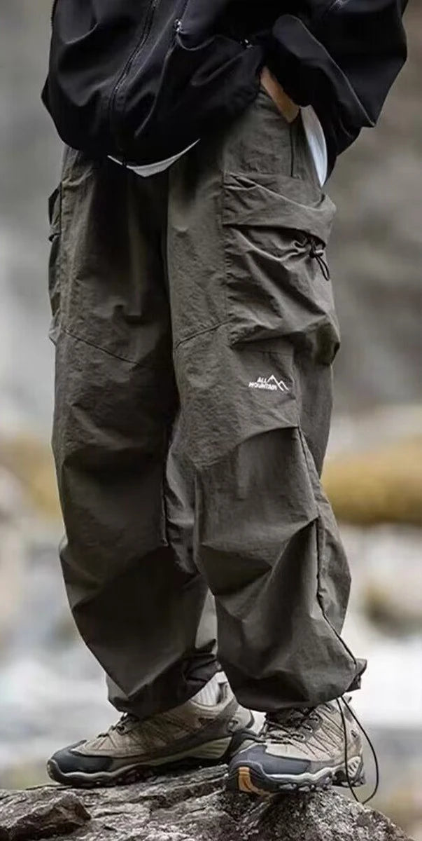 Men's Pants Cargo Punch Pants for Men Summer American Paratrooper Thin Drawstring Casual Outdoor Hiking Pant Loose Casual Trip