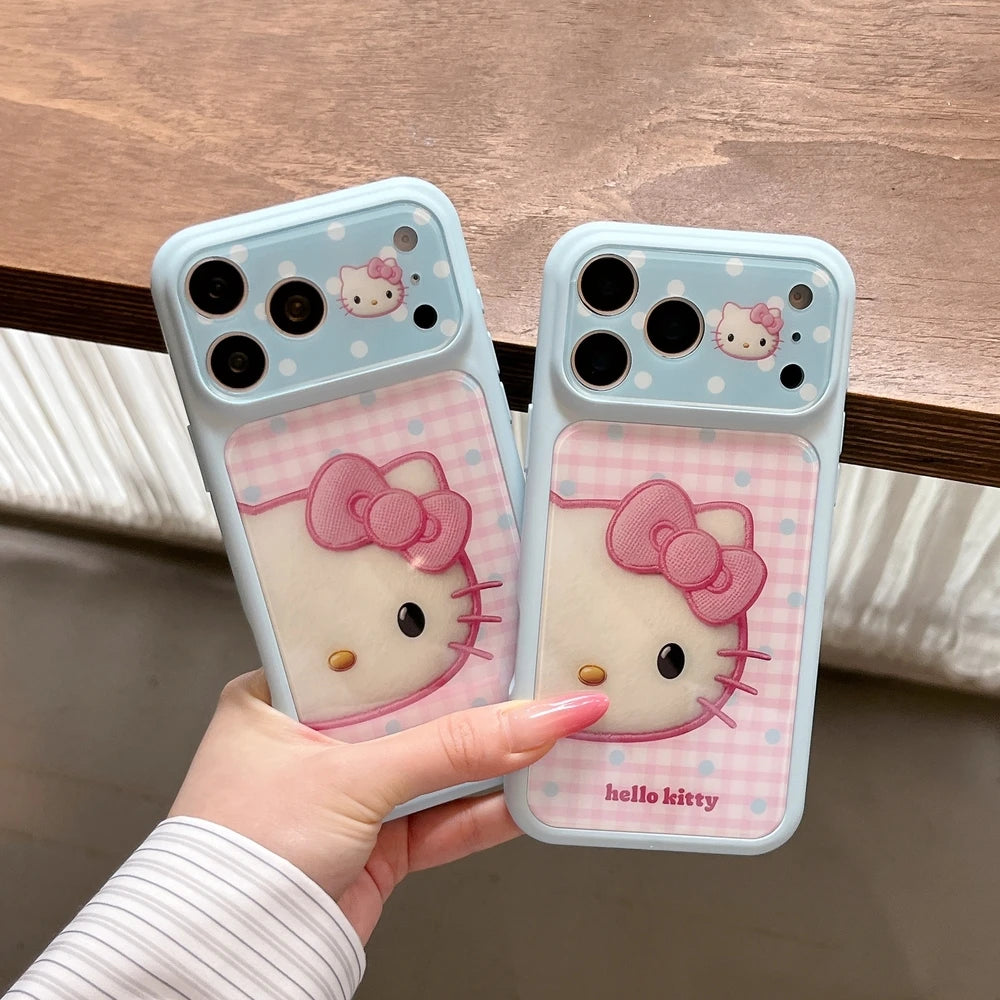 Fashion Cute Cartoon Sanrio Hello Kitty Wave point Bow Phone Case For iPhone 17 Pro 16 15 Pro Max Cases Shockproof Hard Cover
