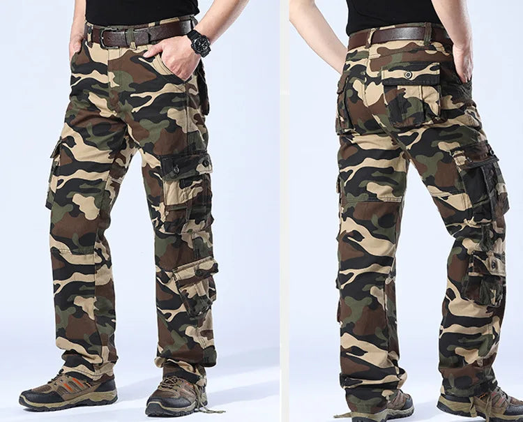 Tactical Cargo Pants Men Military Work Overalls Loose Straight Long Trousers Multi-Pocket Baggy Casual Cotton Army Slacks Pants