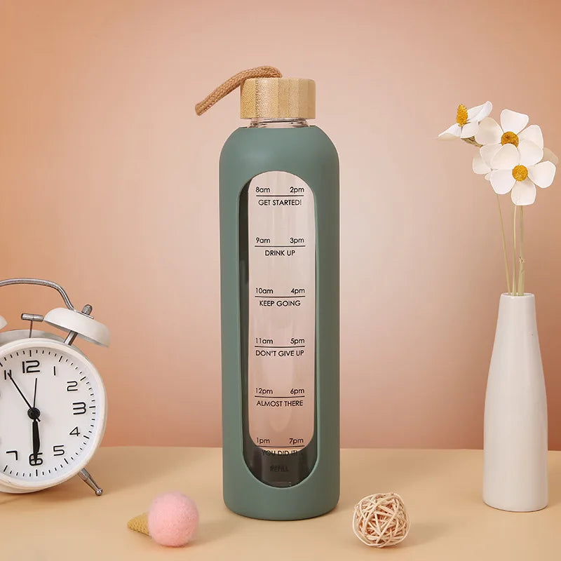 1L HIGH Borosilicate Glass Glass  Water Bottle  Portable Leakproof Drinking Bottles Home Office Gym Travel Outdoor Sports Kettle