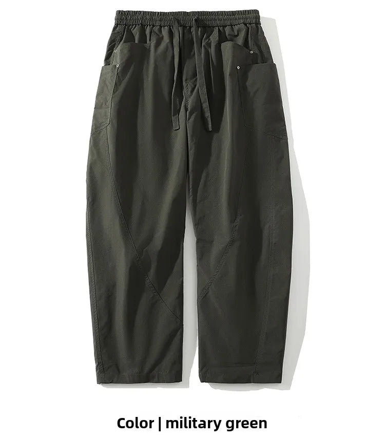 Men's Spring Summer Fashion Cargo Pants with Elastic Solid Color Multi-Pocket Long Pants Suitable for Outdoor Sports and Leisure