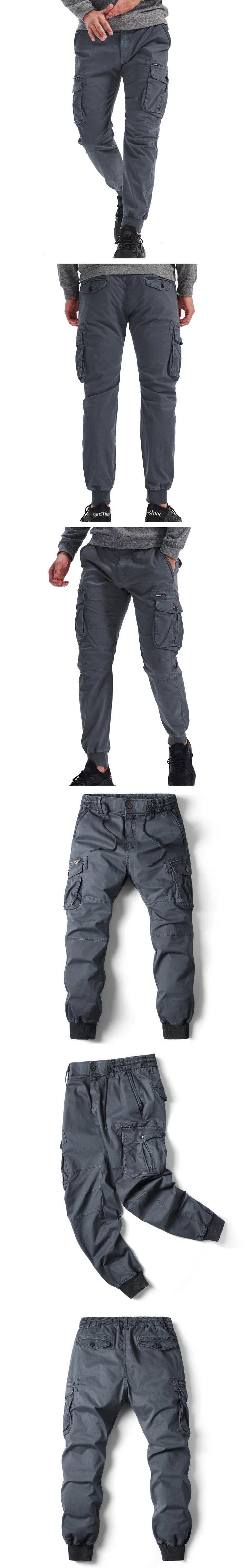 Cargo Pants Men Jogging Casual Pants Cotton Elastic Waist Military Mens Streetwear Mens Work Tactical  Trousers Plus Size