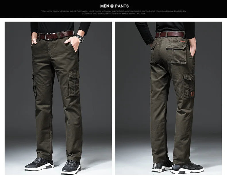 Casual Mens Cargo Pants  Baggy Clothing Multiple Pockets Khaki Black Safari Work Pants Tactical Military Trousers Pants for Male