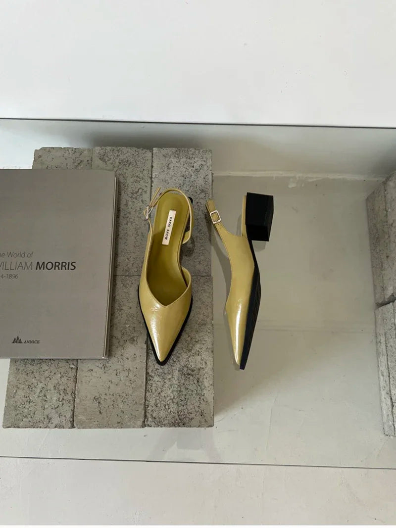 Summer Women's Cover Toe Sandals Elegant Shallow Slip On Shoes Comfort Low Heel Dress Street Style Shoes woman heeled sandals