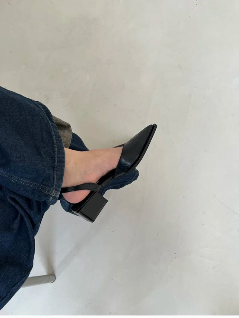 Summer Women's Cover Toe Sandals Elegant Shallow Slip On Shoes Comfort Low Heel Dress Street Style Shoes woman heeled sandals