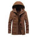 Winter Fleece Jackets Men Hooded Warm Thick Parkas Male Multi Pocket Cargo Jacket Coats Fashion Casual Outerwear Mens Clothing