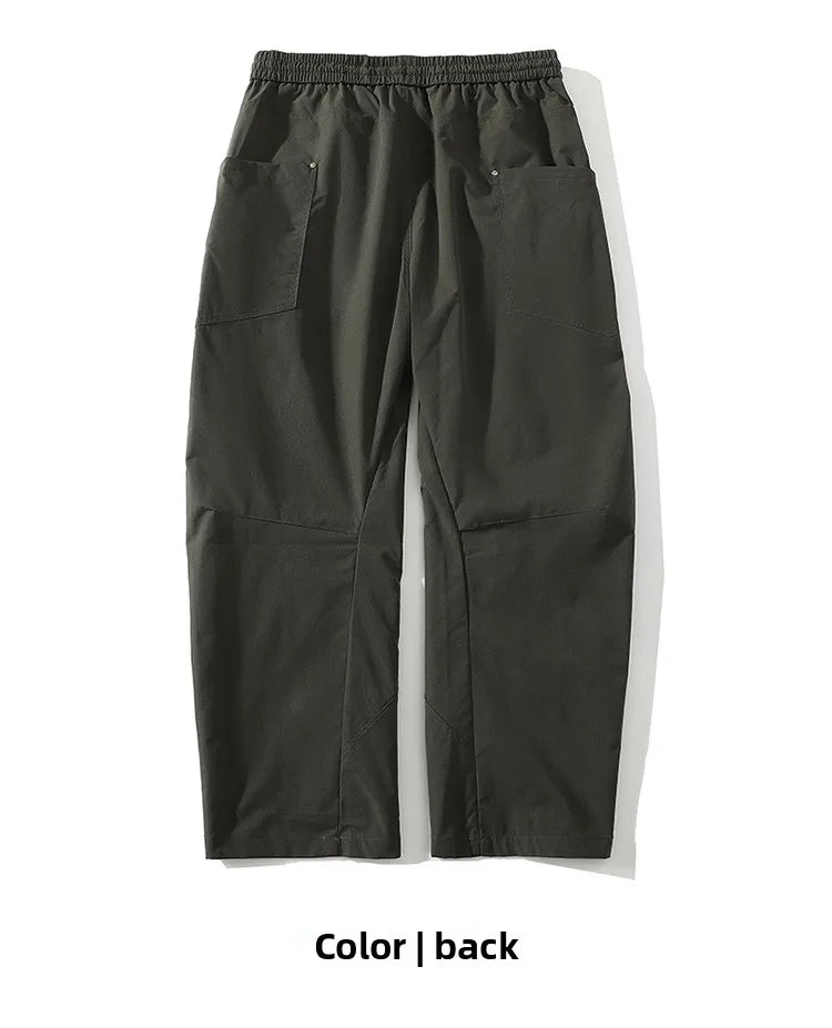 Men's Spring Summer Fashion Cargo Pants with Elastic Solid Color Multi-Pocket Long Pants Suitable for Outdoor Sports and Leisure