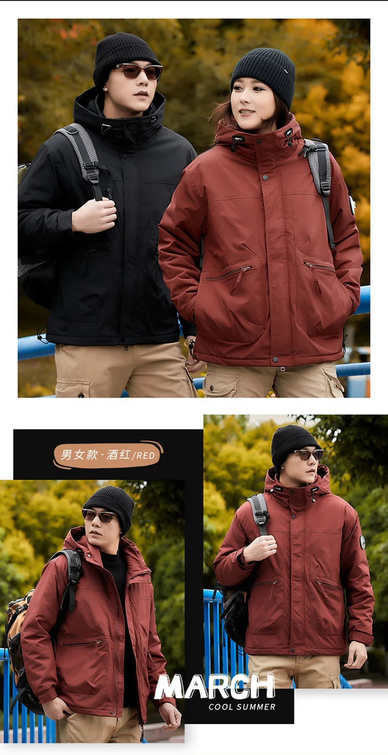 Winter Jacket Men Outwear Fleece Liner Warm Hooded Men multi-pocket Cargo Jacket Men Windproof Casual Hiking Coat Male Clothing