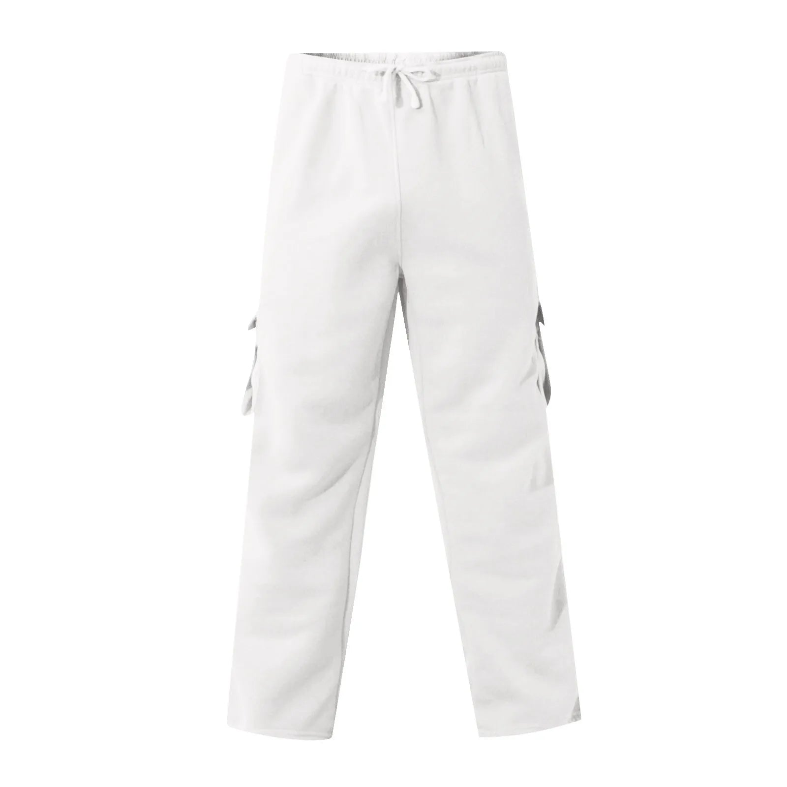 Men'S Cargo Pants Rope Loosening Waist Solid Color Pocket Trousers Comfortable Loose Sports Trousers Casual Wide Leg Pants