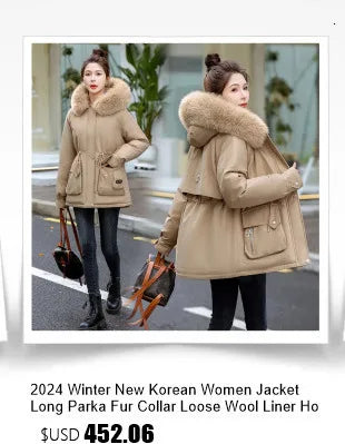 2026 New Winter Jacket Women Warm Parkas Long Sleeve Tops Casual Cotton Padded Jackets Belt Black Brown Hooded Outwear Female