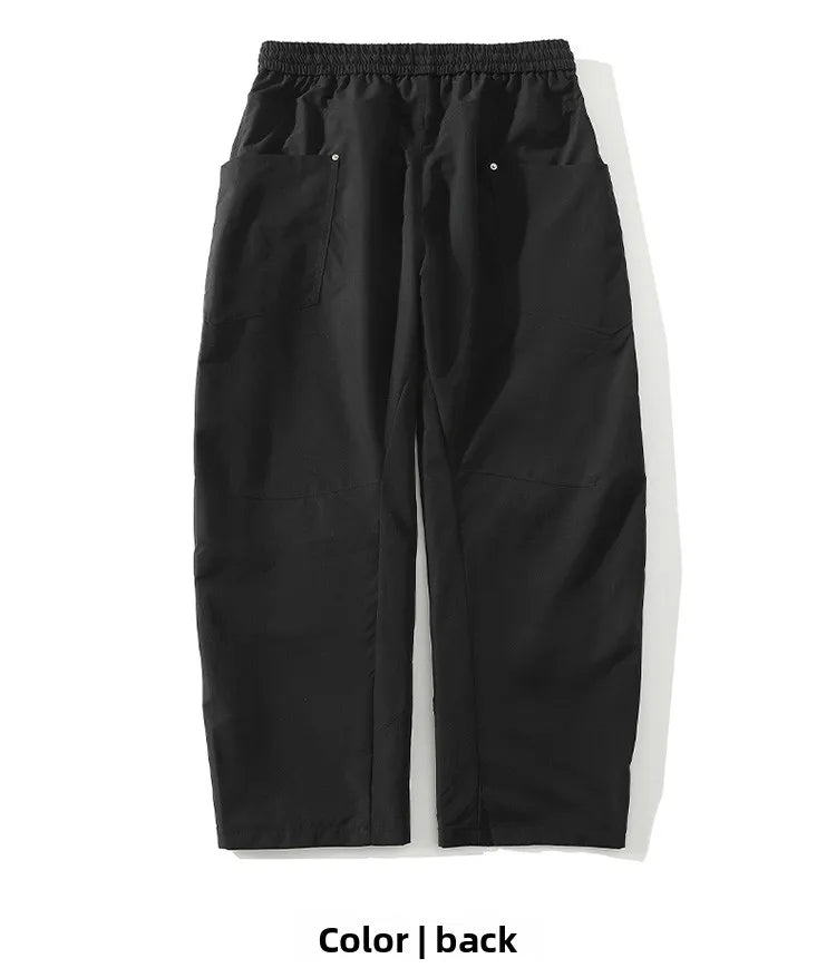 Men's Spring Summer Fashion Cargo Pants with Elastic Solid Color Multi-Pocket Long Pants Suitable for Outdoor Sports and Leisure