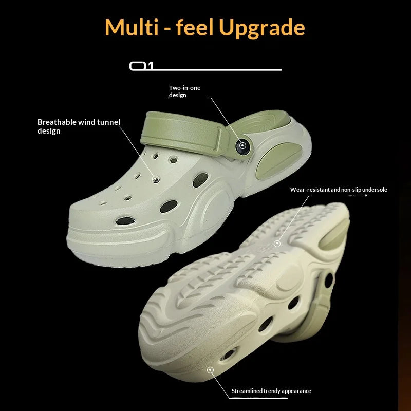 Summer Men's Thick-Soled Non-Slip Breathable Toe-Cap Sandals Casual Beach Slippers