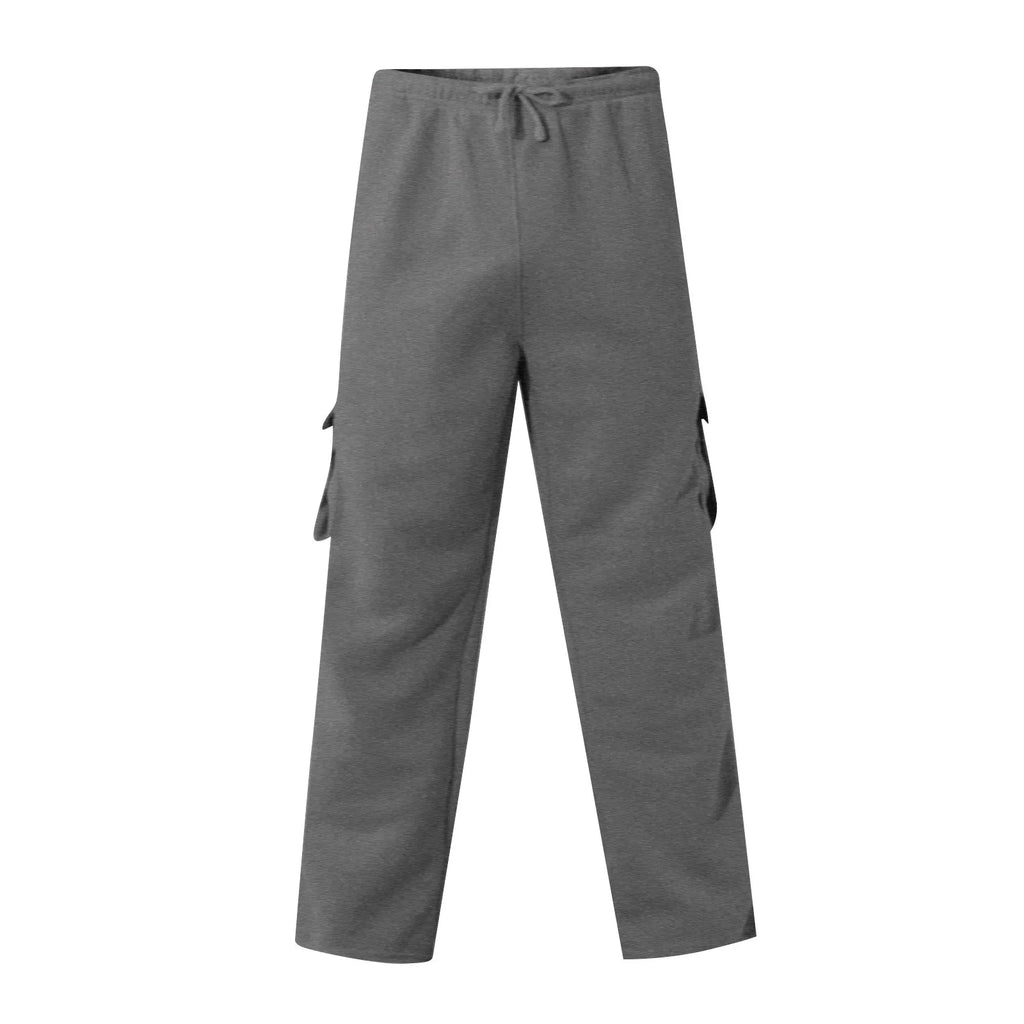 Men'S Cargo Pants Rope Loosening Waist Solid Color Pocket Trousers Comfortable Loose Sports Trousers Casual Wide Leg Pants