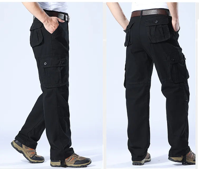 Tactical Cargo Pants Men Military Work Overalls Loose Straight Long Trousers Multi-Pocket Baggy Casual Cotton Army Slacks Pants