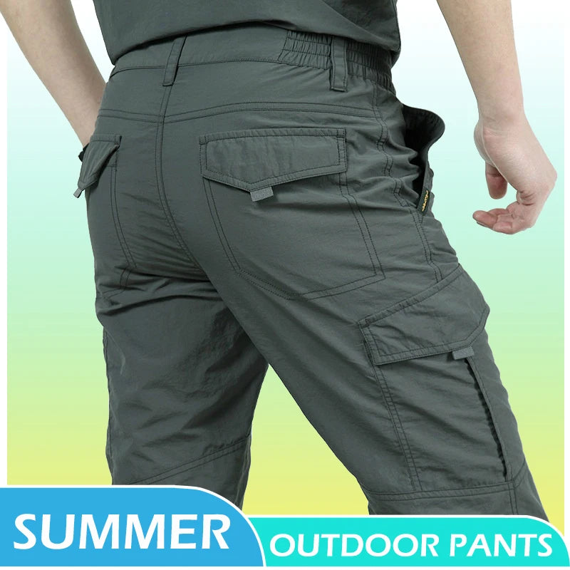 Cargo Pants Men Summer Tacitcal Casual Trousers Waterproof Quick Dry Multi Pocket Pant Male Work Outdoor Joggers Running 5XL